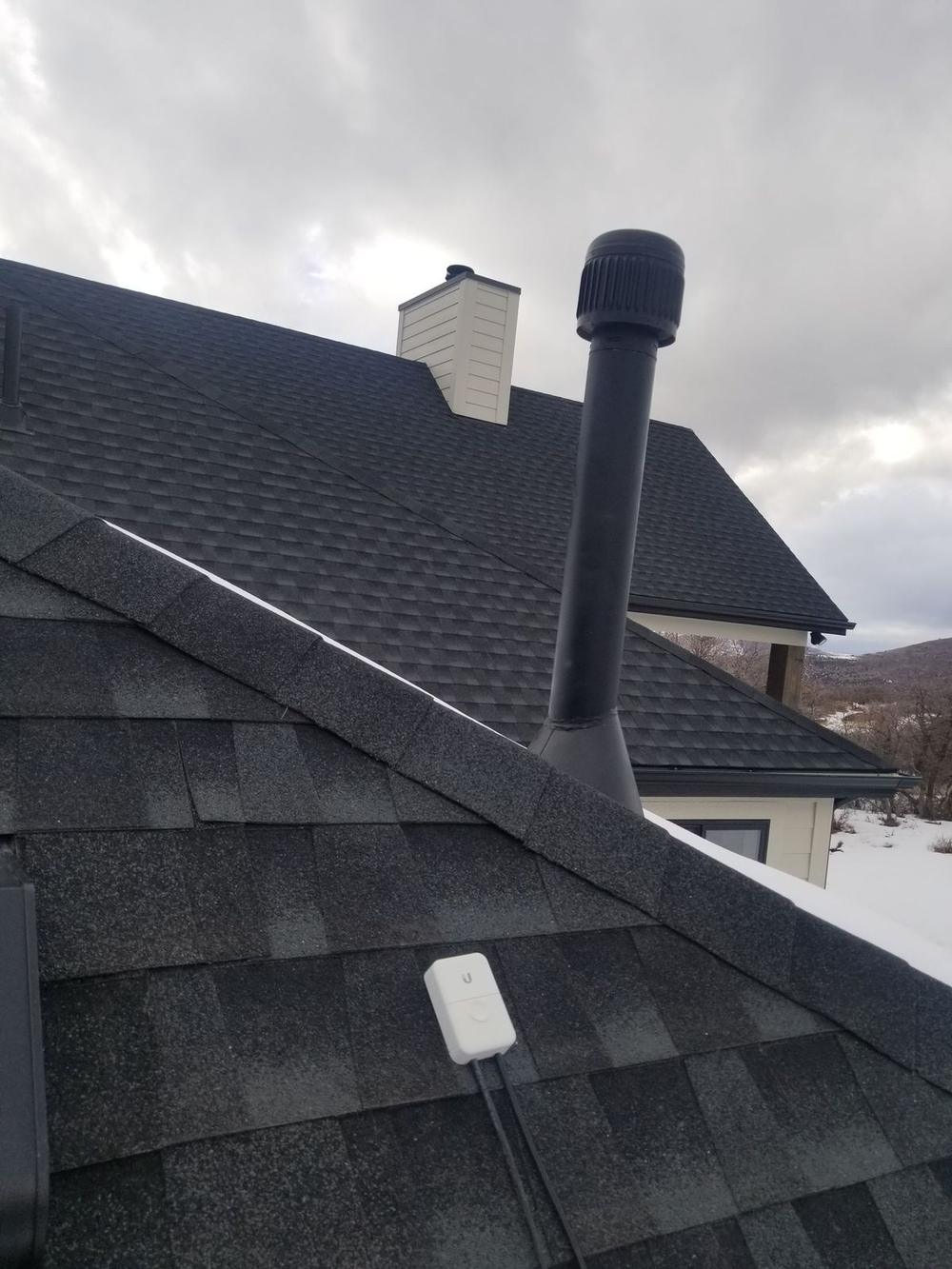 Roof vent and flashing detail on a Utah home