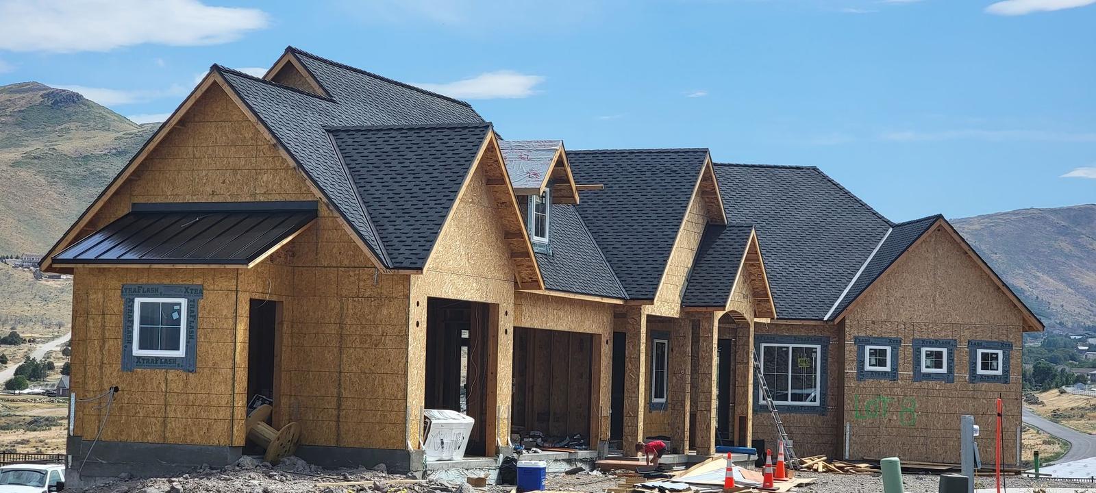 New construction homes roofed in the Salt Lake Valley